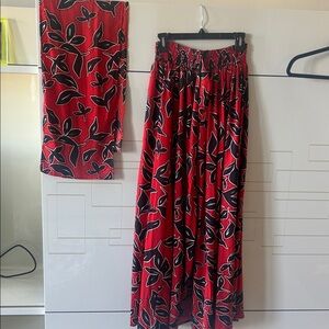 Red and Black Floral Skirt